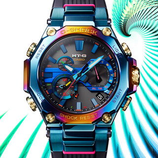 ブルーフェニックスをモチーフに、神秘的に輝くレインボーIP加工を施した“MT-G”｜G-SHOCK