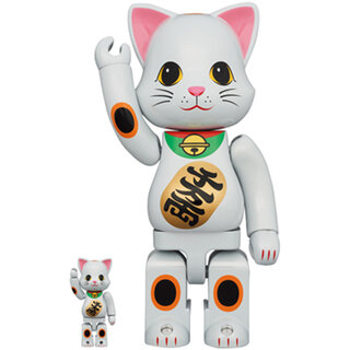 NY@BRICK 招き猫 白メッキ 100％ & 400％｜MEDICOM TOY