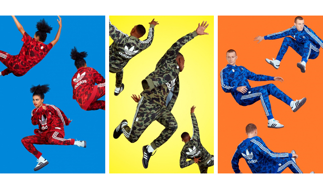 アディダス オリジナルス×ベイプ、「adicolor」にエイプ独自のカモ柄が登場｜adidas
