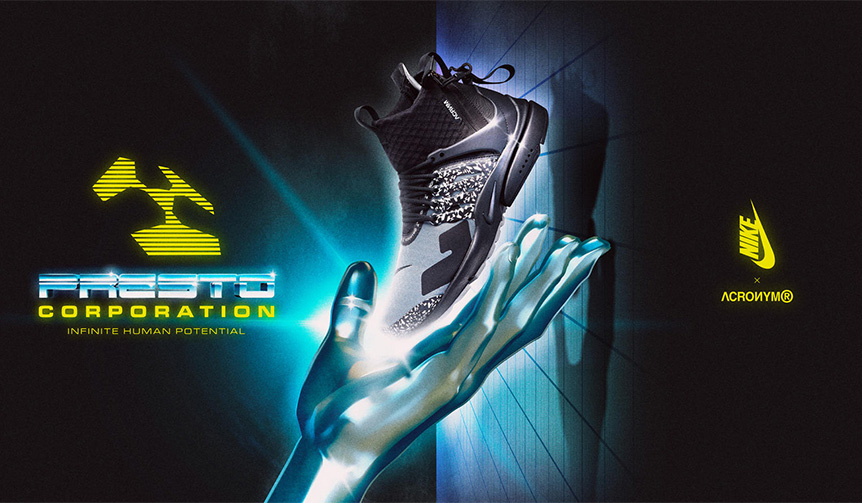 ナイキ×アクロニウム、「エア プレスト MID」に大胆な蛍光カラーを採用|NIKE