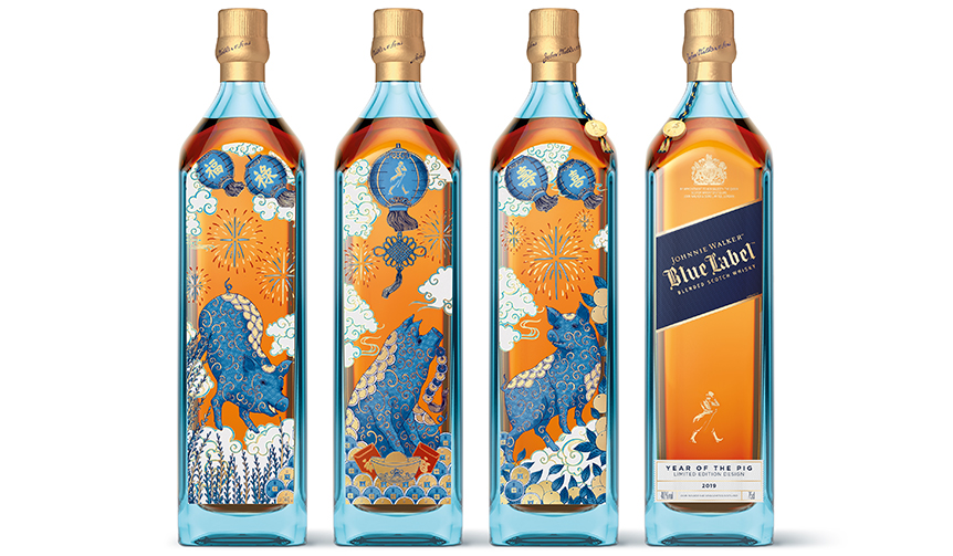 2019年の干支「亥」を描いた数量限定ボトル|JOHNNIE WALKER BLUE LABEL