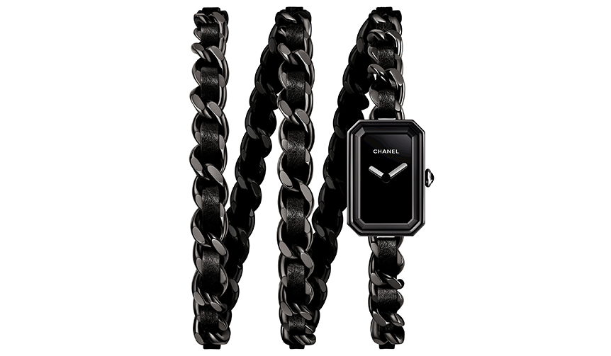 チェーンとレザーストラップで腕に巻く「プルミエール ロック インテンス ブラック」｜CHANEL
