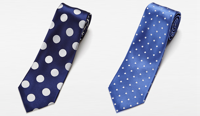 フェアファクスが作る、ブルーのサテンドットタイ｜FAIRFAX