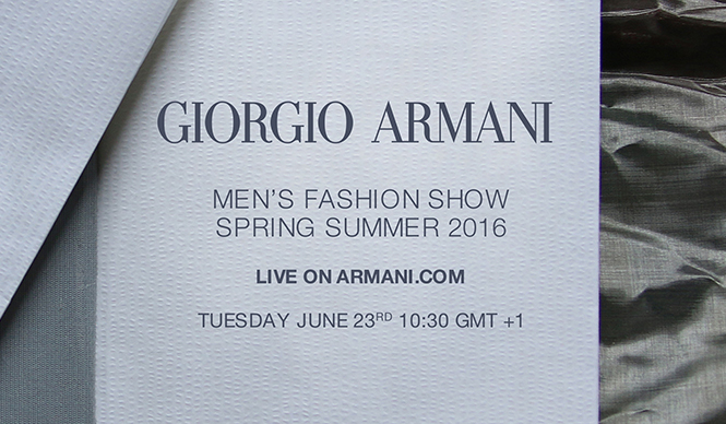 ジョルジオ アルマーニ 2016春夏 メンズコレクションのショーをライブストリーミング|GIORGIO ARMANI