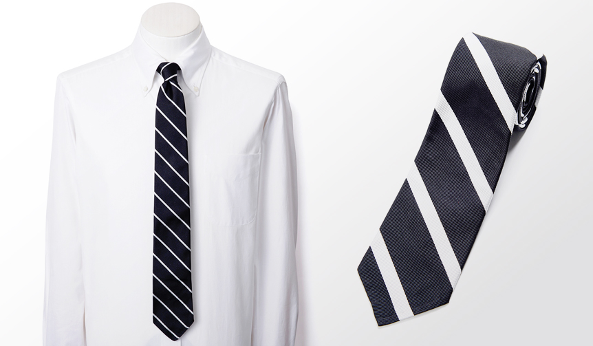 黒ベースのレジメンタルタイで最旬IVYスタイルを楽しむ｜FAIRFAX