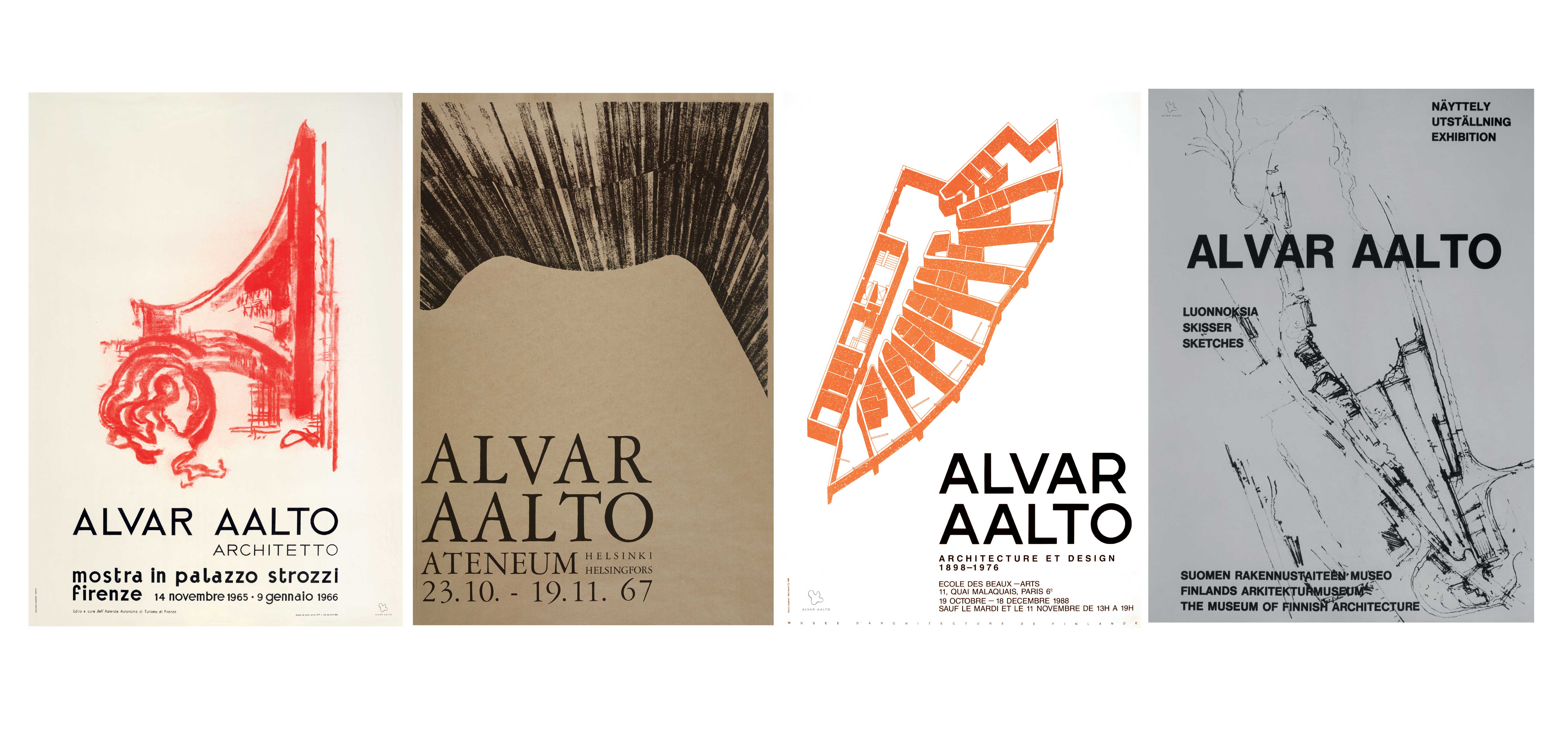 かつて開催された主要な建築展のポスターがオリジナルサイズで複製|Alvar Aalto Foundation