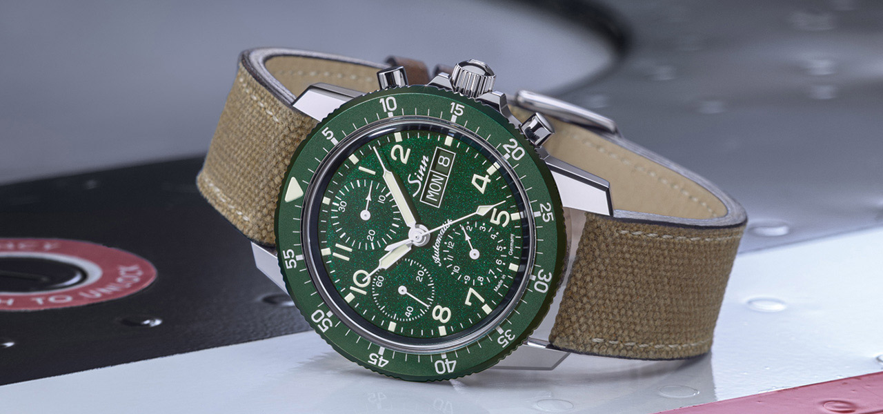 世界限定500本。メタリックグリーンのダイアルを搭載したクロノグラフ「103.SA.G」｜Sinn