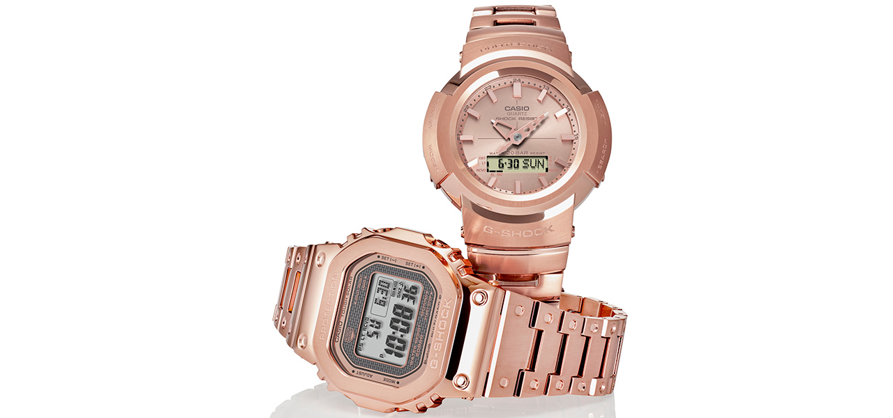 メタルインゴットをイメージしたローズゴールドカラーの新作｜G-SHOCK