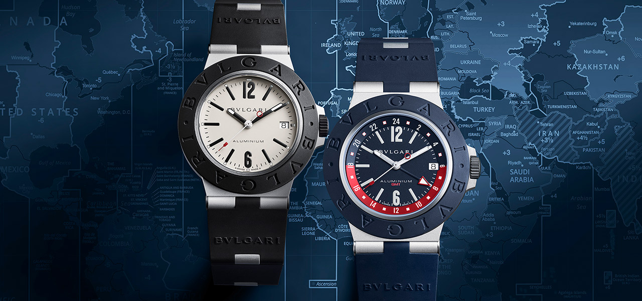 24のタイムゾーン表示を備えた新作「ブルガリ アルミニウム GMT」|BVLGARI