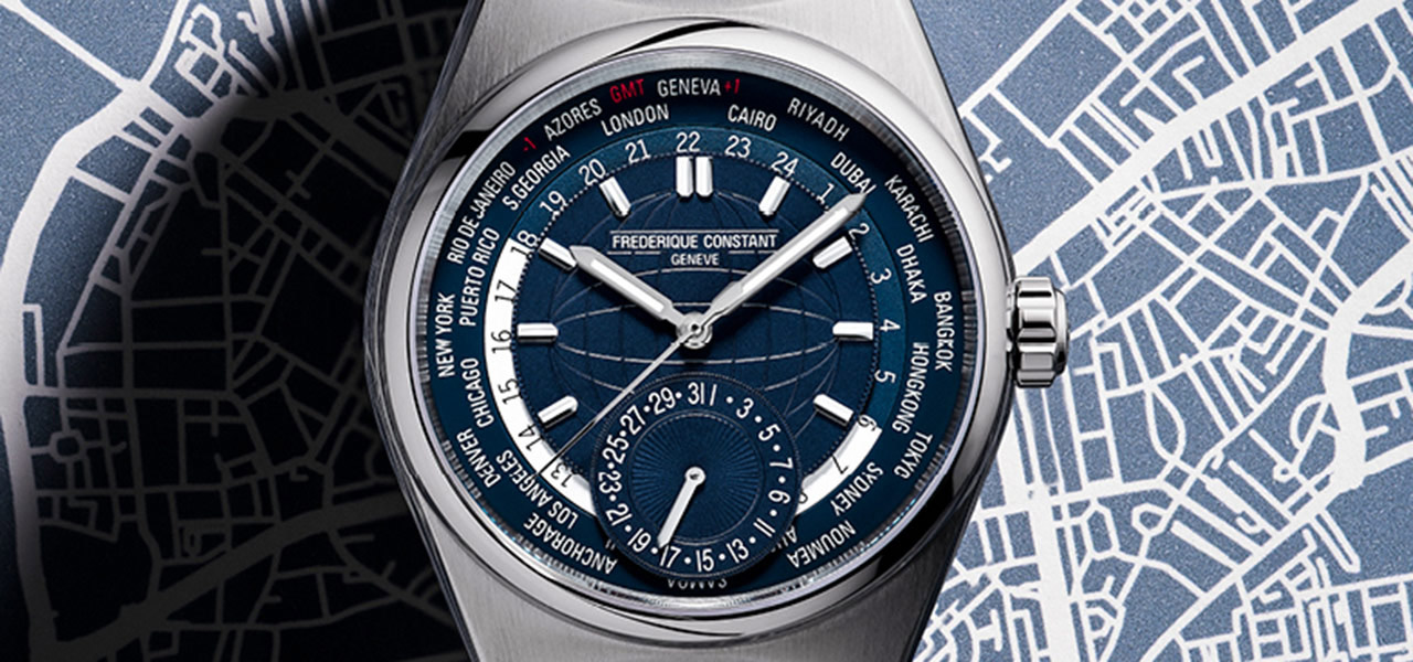 世界24都市の時刻が瞬時に分かる、モダンセンスなワールドタイム｜FREDERIQUE CONSTANT