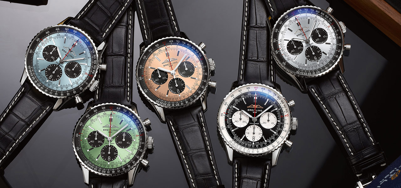 2022年「ナビタイマー」が豊富なサイズと大胆なカラー展開で大幅刷新｜BREITLING