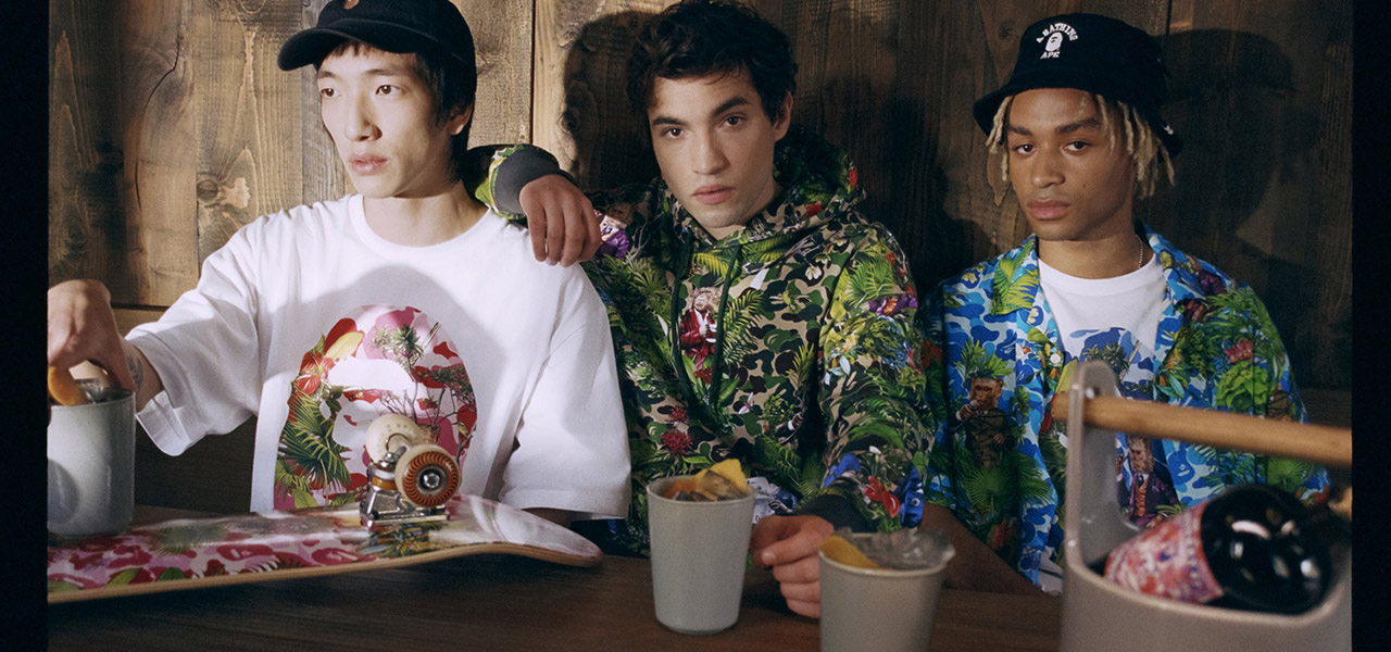 BAPE®のカモフラージュ柄とMONKEY 47オリジナルのジャングルプリントが重なる特別なデザインボトル|MONKEY 47