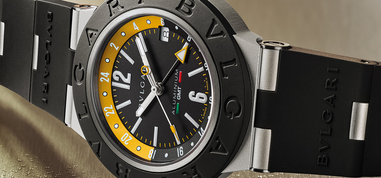 イエローのアクセントカラーが目を引く、定番「ブルガリ アルミニウム」の限定モデル｜BVLGARI