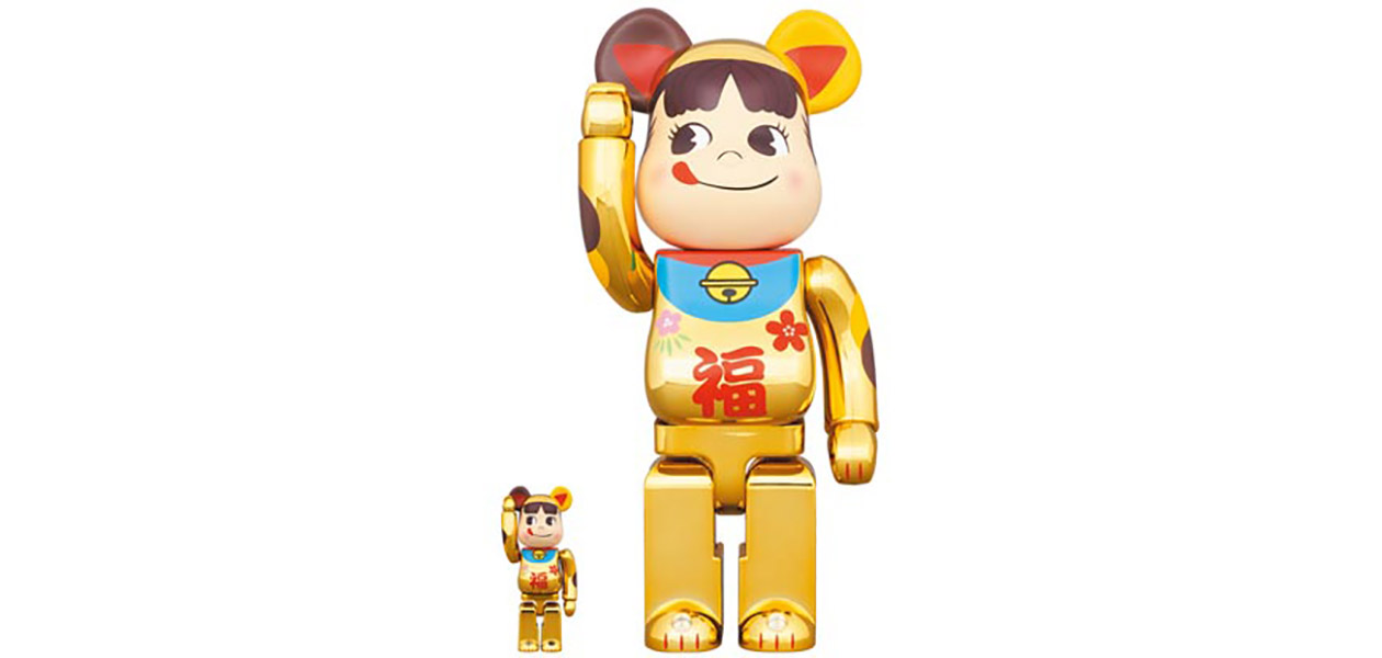 BE@RBRICK 招き猫 ペコちゃん 福 金メッキ 100% & 400%|MEDICOM TOY