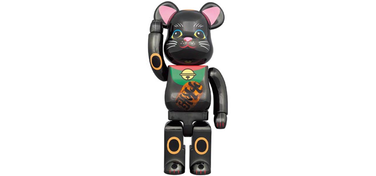BE@RBRICK 招き猫 黒メッキ 発光 400%|MEDICOM TOY