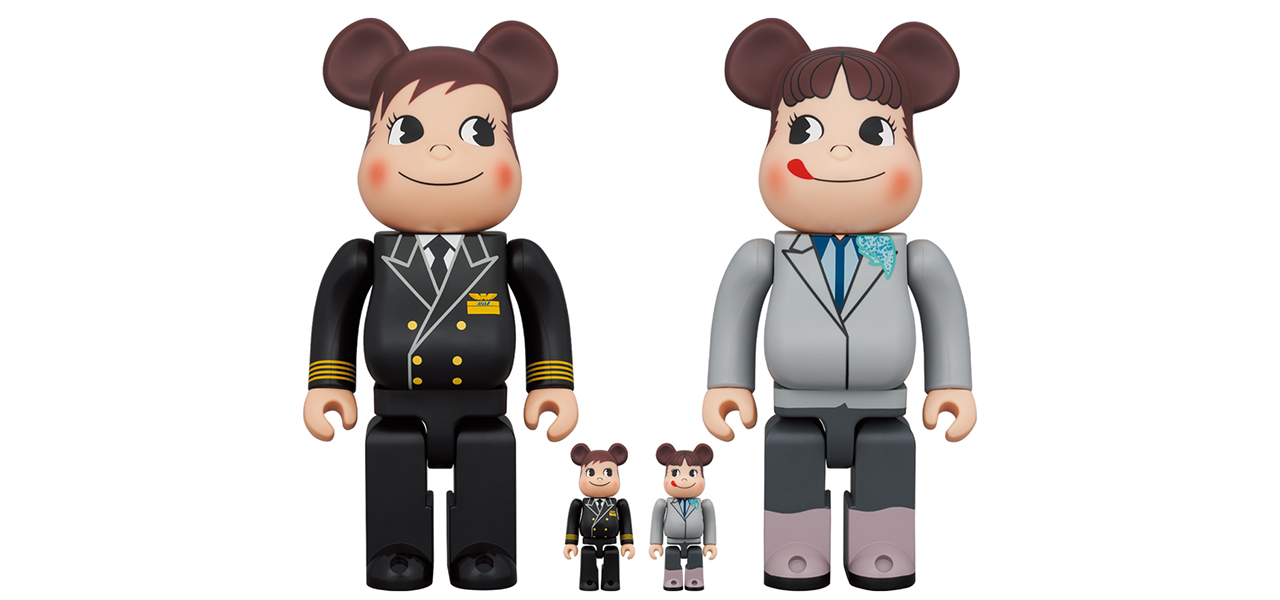 ＜ANAオリジナル＞BE@RBRICK for ANA CAPTAIN ポコちゃん & CA10代目 ペコちゃん 100％ & 400％ 4体セット｜MEDICOM TOY