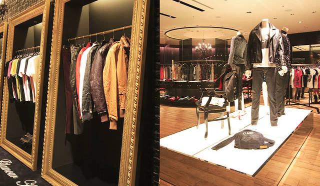 2階の『ヒステリックグラマー』は、銀座初となるメンズ・ウィメンズ・キッズの複合コンセプトストア。写真左のようにユニークなディスプレイも見どころの一つ。　http://www.hystericglamour.jp/