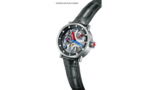 <b>ALAIN SILBERSTEIN｜アラン・シルベスタイン</b>　トゥールビヨン・ブラック・アロー　　ルテニウム文字盤に、アロー型トゥールビヨンブリッジを搭載。（手巻き　チタンケース　アリゲーターベルト）