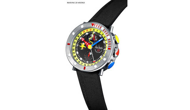 <b>ALAIN SILBERSTEIN｜アラン・シルベスタイン</b>　マリン・20・クロノ　　200m防水を誇るダイバーズ・クロノグラフ。ヒトデ形の小秒針が特徴。（自動巻き　チタンケース　ラバーベルト）