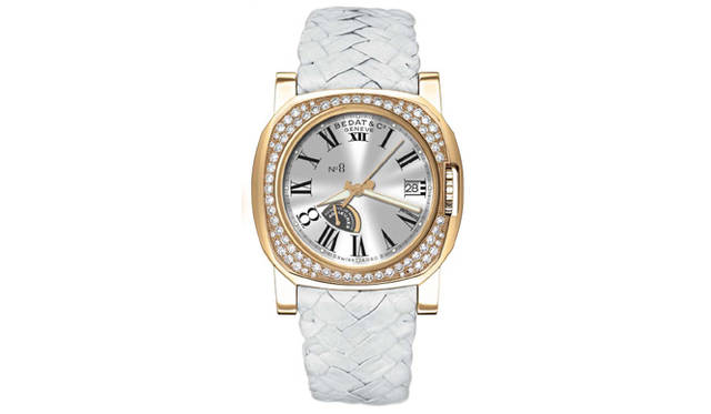 　NO.8　　自動巻き　18KYGケース　ニッティングクロコダイルベルト　ダイヤモンド（75個）