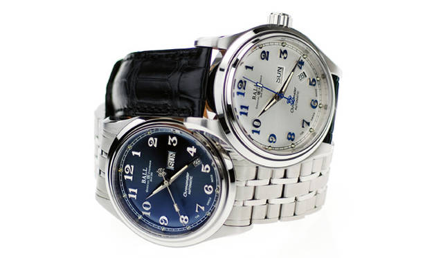 <strong>Ball Watch｜ボール・ウォッチ</strong>　上｜トレインマスター クリーブランド エクスプレス　　自動巻き　SSケース　クロコダイルベルト　　下｜トレインマスター クリーブランド エクスプレス　　自動巻き　SSケース＆ブレス　