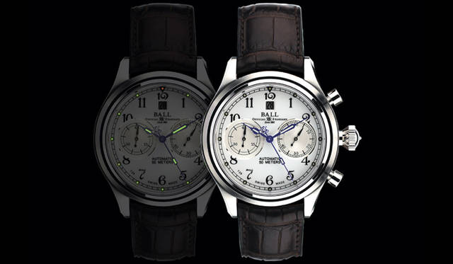 <strong>Ball Watch｜ボール・ウォッチ</strong>　トレインマスター キャノンボール。エナメルの質感が美しいクラシカルなダイヤル上で、14個のマイクロガスライトが輝く。(写真はプロトタイプのため現行商品と異なる場合があります）
