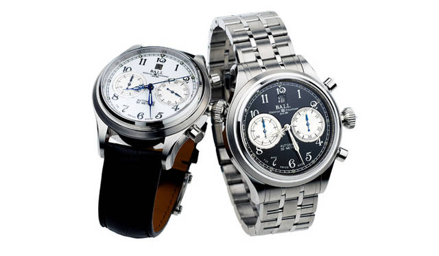 <strong>Ball Watch｜ボール・ウォッチ</strong>　左｜トレインマスター キャノンボール　　自動巻き　SSケース　クロコダイルベルト　　右｜トレインマスター キャノンボール　　自動巻き　SSケース&ブレス(写真はプロトタイプのため現行商品と異なる場合があります）