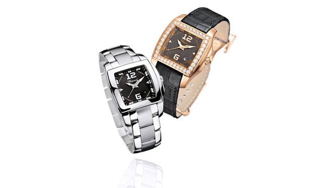 <strong>ショパール｜CHOPARD</strong>　（左）トゥー・オー・テン　レディ　クオーツ SSケース＆ブレス　　（右） トゥー・オー・テン　レディ　クオーツ 18KRGケース　ダイヤモンド　クロコダイルベルト