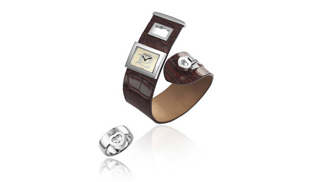 <strong>ショパール｜CHOPARD</strong>　（時計）ハッピー12　クオーツ　SSケース クロコダイルベルト　（リング）ハッピー12　WG ダイヤモンド