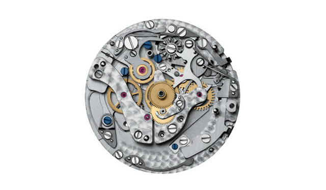 <strong>GIRARD-PERREGAUX｜ジラール・ペルゴ</strong>ロレアート USA 98 レディに搭載される「Cal.GP030C0」。自社開発したクロノグラフ・キャリバーで、本来はレディス用に開発されたコンパクトなサイズながらコラムホイール式のキャリングアームでメカニズムを制御する。