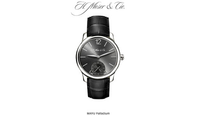 <b>H.MOSER & CIE｜H．モーザー</b>　マユ パラジウム　手巻き　パラジウムケース　アリゲーターベルト