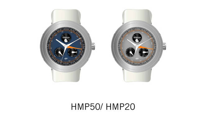 <b>lKEPOD｜アイクポッド</b>　(左、右ともに）ヘミポッド・ムーンフェイズ・カレンダー　　自動巻き　プラチナケース　ラバーベルト