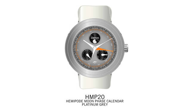 <b>lKEPOD｜アイクポッド</b>　ヘミポッド・ムーンフェイズ・カレンダー　　自動巻き　プラチナケース　ラバーベルト