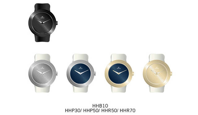 <b>lKEPOD｜アイクポッド</b>　(上）ヘミポッド・ホライゾン　　自動巻き　チタンケース　ラバーベルト　(左、左中）ヘミポッド・ホライゾン　　自動巻き　プラチナケース　ラバーベルト　(右中、右）ヘミポッド・ホライゾン　　自動巻き　ローズゴールドケース　ラバーベルト