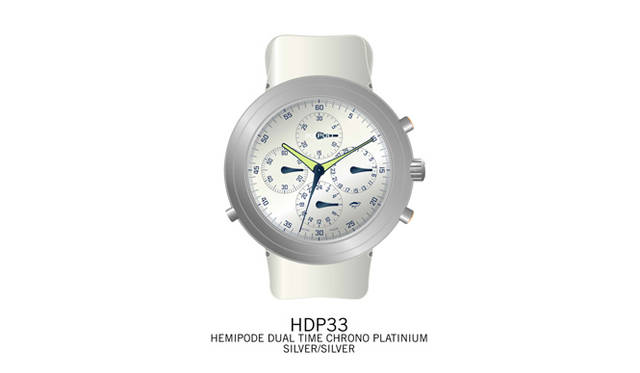 <b>lKEPOD｜アイクポッド</b>　ヘミポッド・デュアルタイム・クロノグラフ　　自動巻き　プラチナケース　ラバーベルト