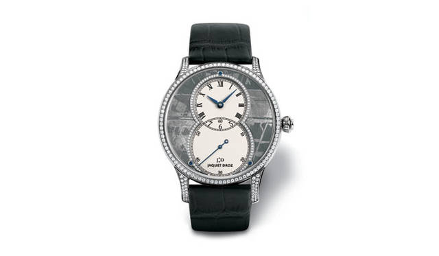 <b>JAQUET DROZ｜ジャケ ドロー</b>　グラン・セコンド ミディアム メテオライト セルティ　　自動巻き　18KWGケース　クロコダイルベルト　ダイヤモンド