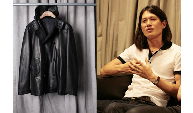左／レザーブルゾン￥315,000（QUAI DE VALMY）、右／村松規康さんが着ているのは2008春夏コレクションのポロシャツ