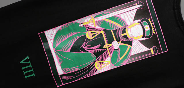 07 A/W COLLECTION 【TAROT】　T-SHIRT　「JUSTICE」　|　COLOR:WHITE、BLACK、H.GRAY　PRICE:7000円