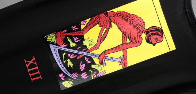 07 A/W COLLECTION 【TAROT】　T-SHIRT　「DEATH」　|　COLOR:WHITE、BLACK、H.GRAY　PRICE:7000円