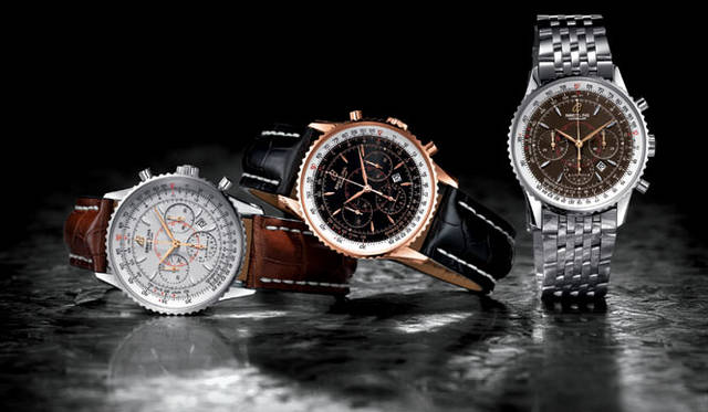   モンブリラン　2007年にリニューアルされて、ドーム型サファイアクリスタルを採用するなど、ディテール面がアップグレードされた。直径38mmの小振りなサイズは踏襲。（左／自動巻き　SSケース　クロコベルト）（中／自動巻き　18Kレッドゴールド　クロコダイルベルト）　(右／自動巻き　SSケース　SSブレス）　