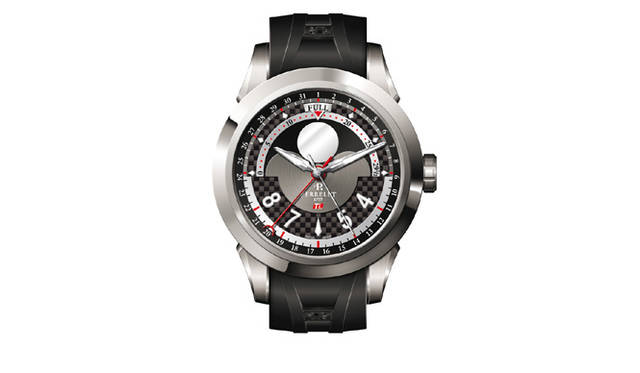 <strong>Perrelet｜ペルレ</strong> ニュー チタニウム コレクション ニュービッグ セントラル ルナフェイズ　　自動巻き　チタンケース　ナチュラルラバーベルト