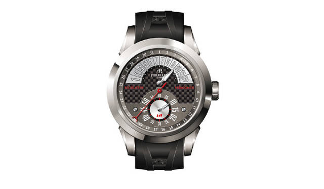 <strong>Perrelet｜ペルレ</strong> ニュー チタニウム コレクション レギュレーター レギュレーター・アワーレトロゴラード　　自動巻き　チタンケース　ナチュラルラバーベルト