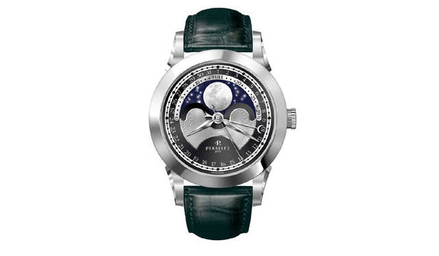 <strong>Perrelet｜ペルレ</strong> ニュービッグ セントラル ルナフェイズ　　自動巻き　SSケース　アリゲーターベルト