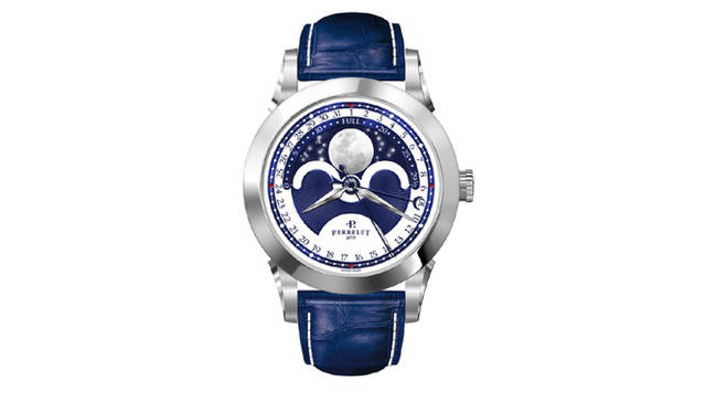 <strong>Perrelet｜ペルレ</strong> ニュービッグ セントラル ルナフェイズ　　自動巻き　SSケース　アリゲーターベルト