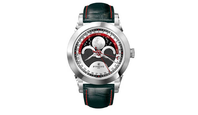 <strong>Perrelet｜ペルレ</strong> ニュービッグ セントラル ルナフェイズ　　自動巻き　SSケース　アリゲーターベルト