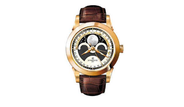 <strong>Perrelet｜ペルレ</strong> ニュービッグ セントラル ルナフェイズ　　自動巻き　18KRGケース　アリゲーターベルト