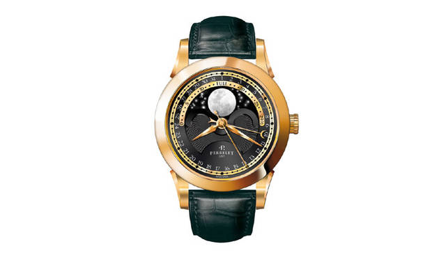 <strong>Perrelet｜ペルレ</strong> ニュービッグ セントラル ルナフェイズ　　自動巻き　18KRGケース　アリゲーターベルト