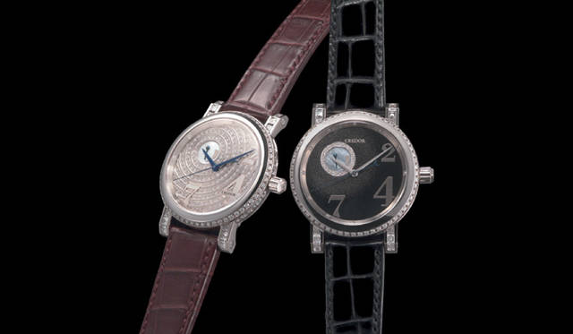   （左）クレドール ノード（GALH999）　　手巻きスプリングドライブ　18KWGケース　クロコダイルベルト　ダイヤモンド　　(右）クレドール ノード（GALH997）　　手巻きスプリングドライブ　18KWGケース　クロコダイルベルト　ダイヤモンド