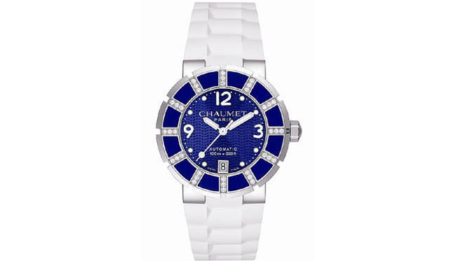 <b>Chaumet　Class One Vivid Blue Watch｜ショーメ クラス・ワン ビビッドブルーウォッチ</b><br>自動巻き、SSケース×ダイヤモンド×ラバーブレスレット 96万6000円