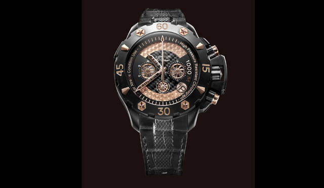 　デファイ エクストリーム クロノグラフ ゴールド＆チタン　　自動巻き　チタンケース　アリゲーターベルト